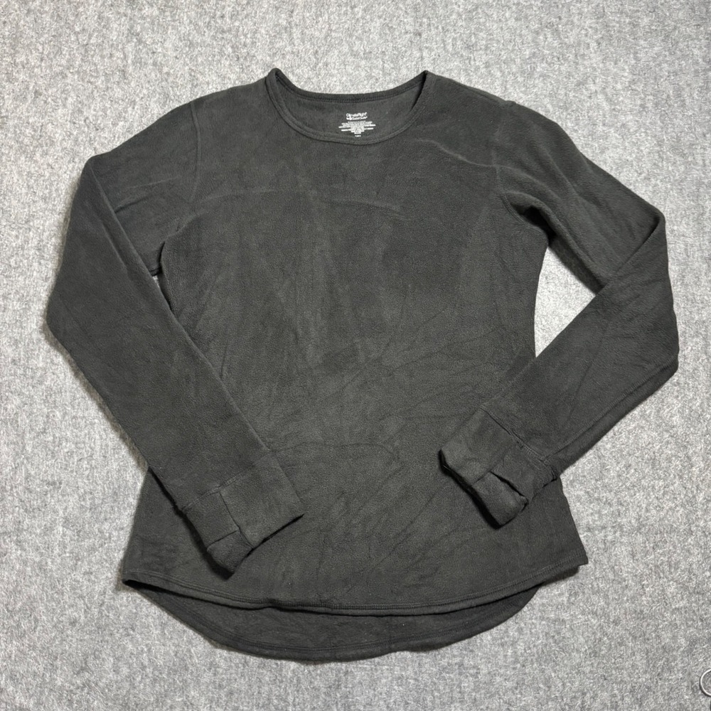ClimateRight by Cuddl Duds Womens Black Stretch Fleece Thumbhole Top Medium